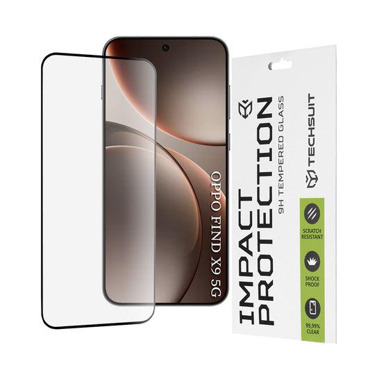 Folija za zaštitu ekrana Techsuit za Oppo Find X9, Kaljeno staklo, Full Glue, 111D, Crna