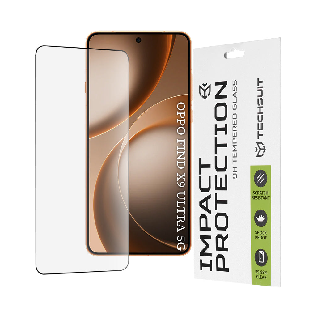 Zaštitna folija za ekran Techsuit za Oppo Find X9 Ultra, Kaljeno staklo, Full Glue, 111D, Crna