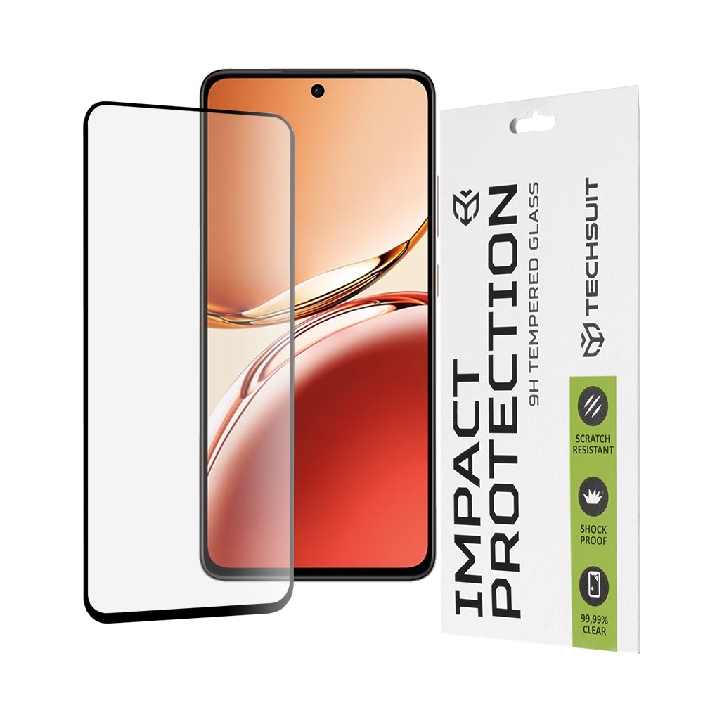 Zaštitna folija za ekran Techsuit za Oppo Reno12 FS 5G / Reno12 FS 4G / Reno12 F 4G / Reno12 F, Kaljeno staklo, Full Glue, 111D, Crna