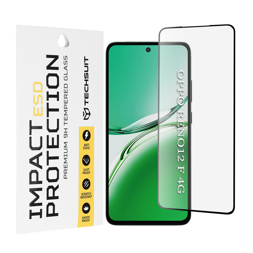 Zaštitna folija za ekran Techsuit za Oppo Reno12 FS 5G / Reno12 FS 4G / Reno12 F 4G / Reno12 F, Kaljeno staklo, Full Glue, Crna