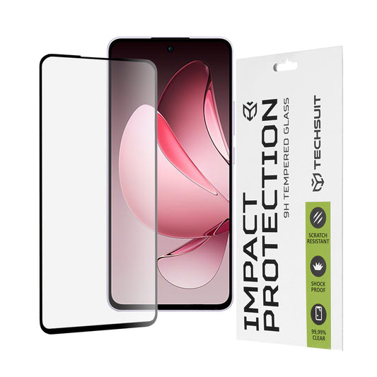 Zaštitna folija za ekran Techsuit za Oppo Reno13 FS 5G / Reno13 F 4G / Reno13 F, Kaljeno staklo, Full Glue, 111D, Crna