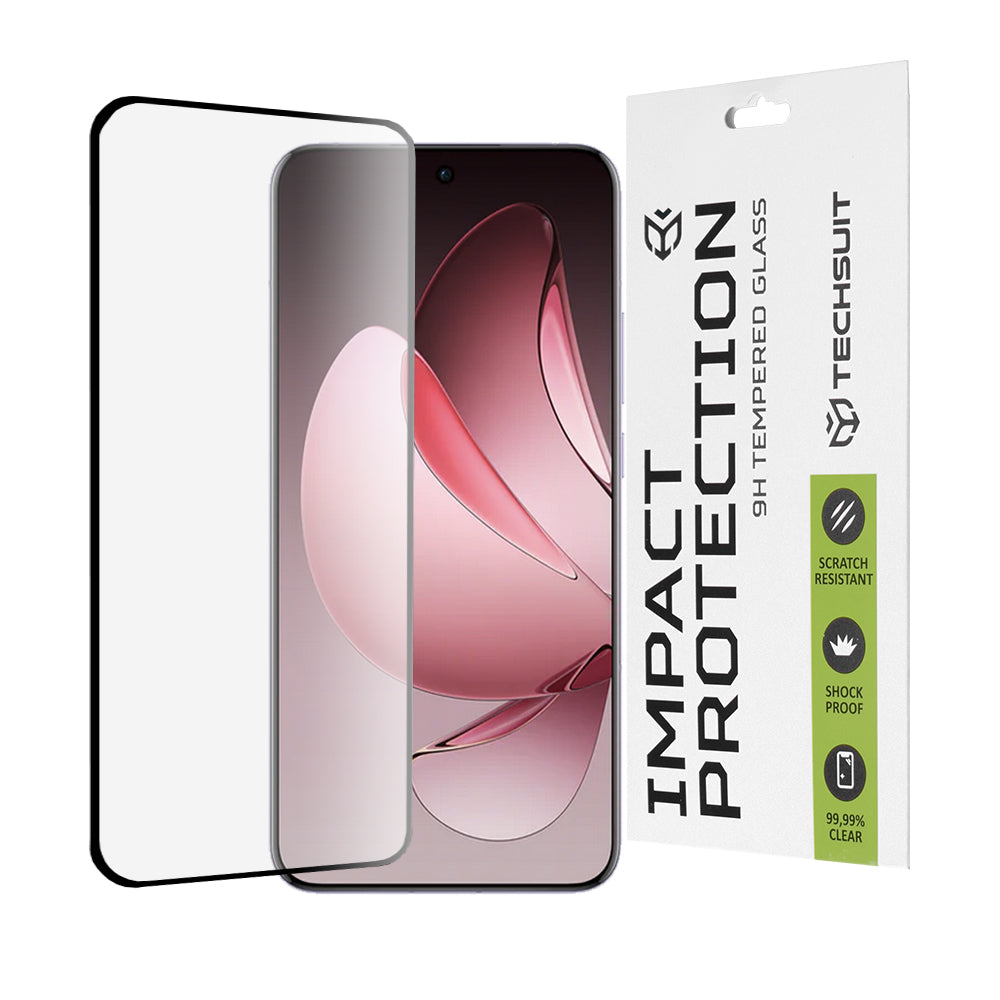 Zaštitna folija za ekran Techsuit za Oppo Reno13 Pro, Kaljeno staklo, Full Glue, 111D, Crna