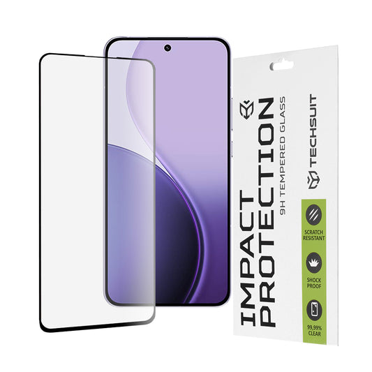 Zaštitna folija za ekran Techsuit za Oppo Reno14 F, Kaljeno staklo, Full Glue, 111D, Crna