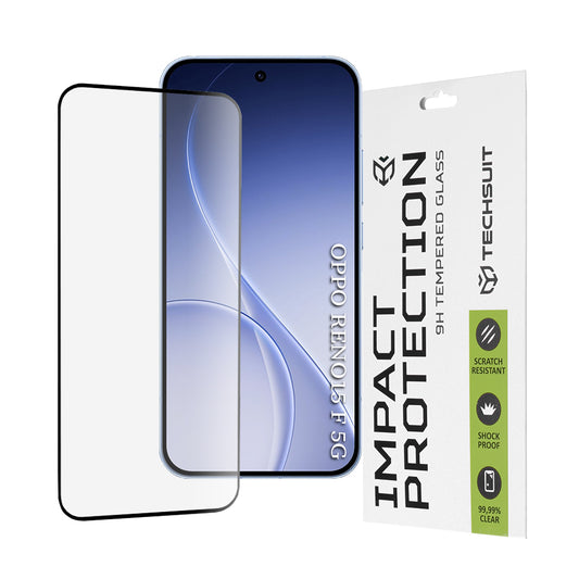 Zaštitna folija za ekran Techsuit za Oppo Reno15 FS / Reno15 F, Kaljeno staklo, Full Glue, 111D, Crna