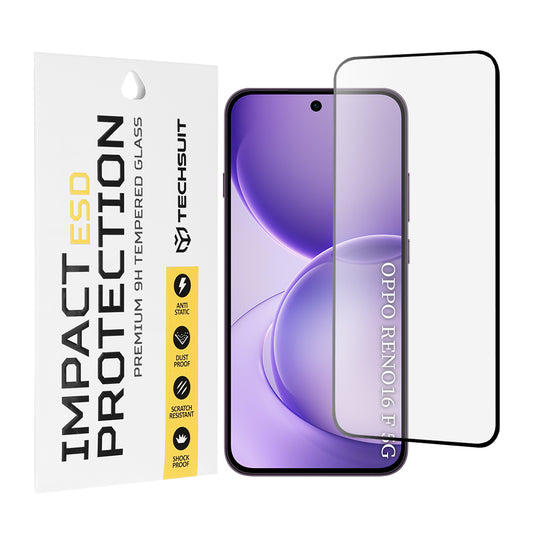Zaštitna folija za ekran Techsuit za Oppo Reno16 F / Reno16 FS, Kaljeno staklo, Full Glue, Crna