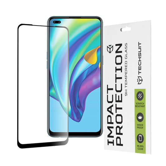 Zaštitna folija za ekran Techsuit za Oppo Reno4 Lite, Kaljeno staklo, Full Glue, 111D, Crna