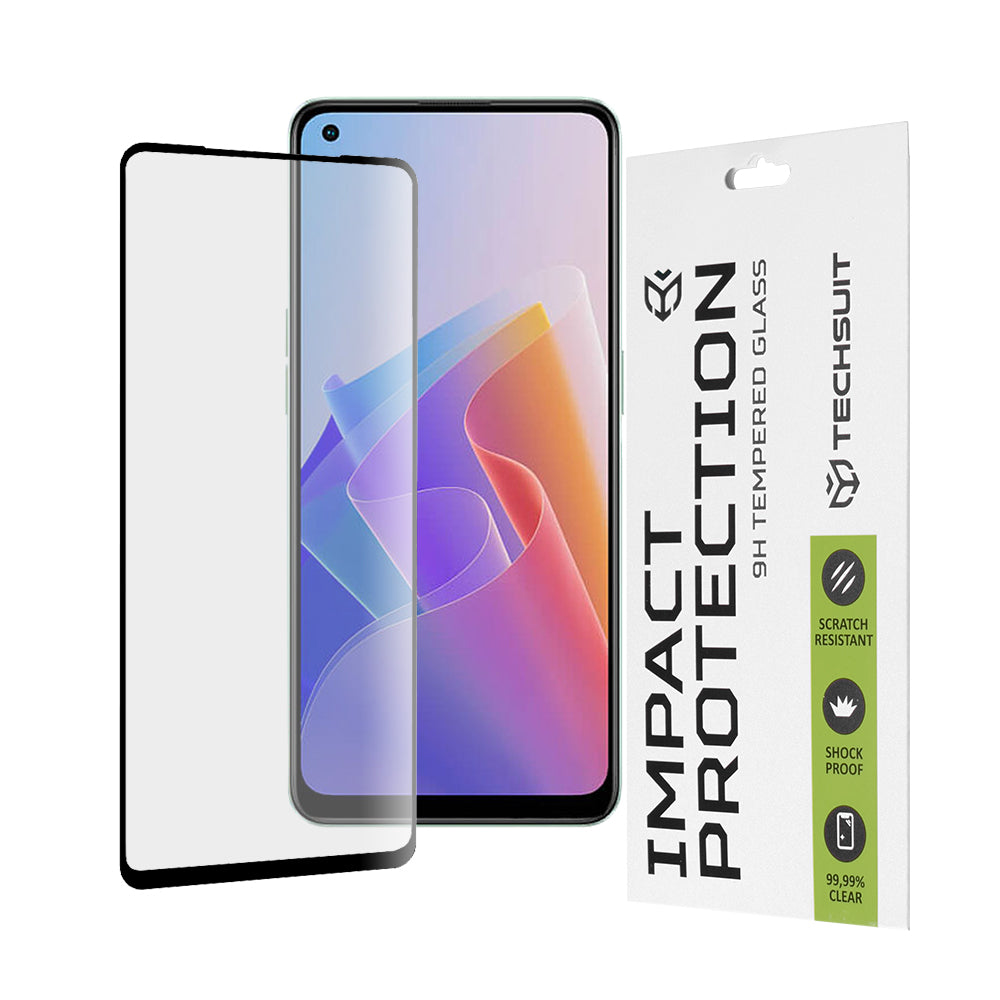 Zaštitna folija za ekran Techsuit za Oppo Reno8 Lite / Reno7 / Reno7 Lite / Oneplus Nord N20 5G, Kaljeno staklo, Full Glue, 111D, Crna