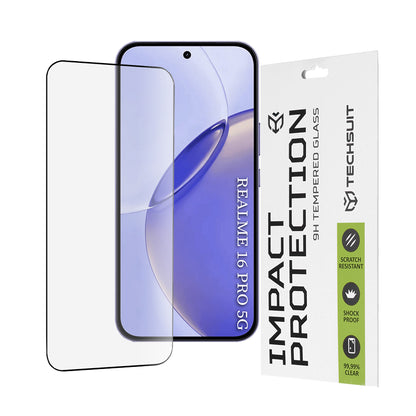 Folija za zaštitu ekrana Techsuit za Realme 16 Pro, Kaljeno staklo, Full Glue, 111D, Crna