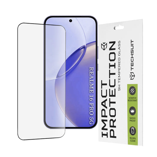 Folija za zaštitu ekrana Techsuit za Realme 16 Pro, Kaljeno staklo, Full Glue, 111D, Crna