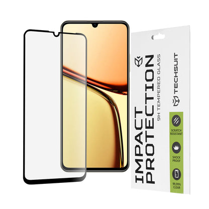 Folija za zaštitu ekrana Techsuit za Realme C63 / C61, Kaljeno staklo, Full Glue, 111D, Crna