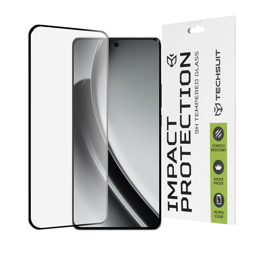 Zaštitna folija za ekran Techsuit za Realme GT 6T / GT 6, Kaljeno staklo, Full Glue, 111D, Crna
