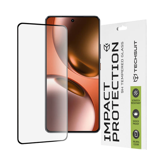 Zaštitna folija za ekran Techsuit za Realme GT 7, Kaljeno staklo, Full Glue, 111D, Crna