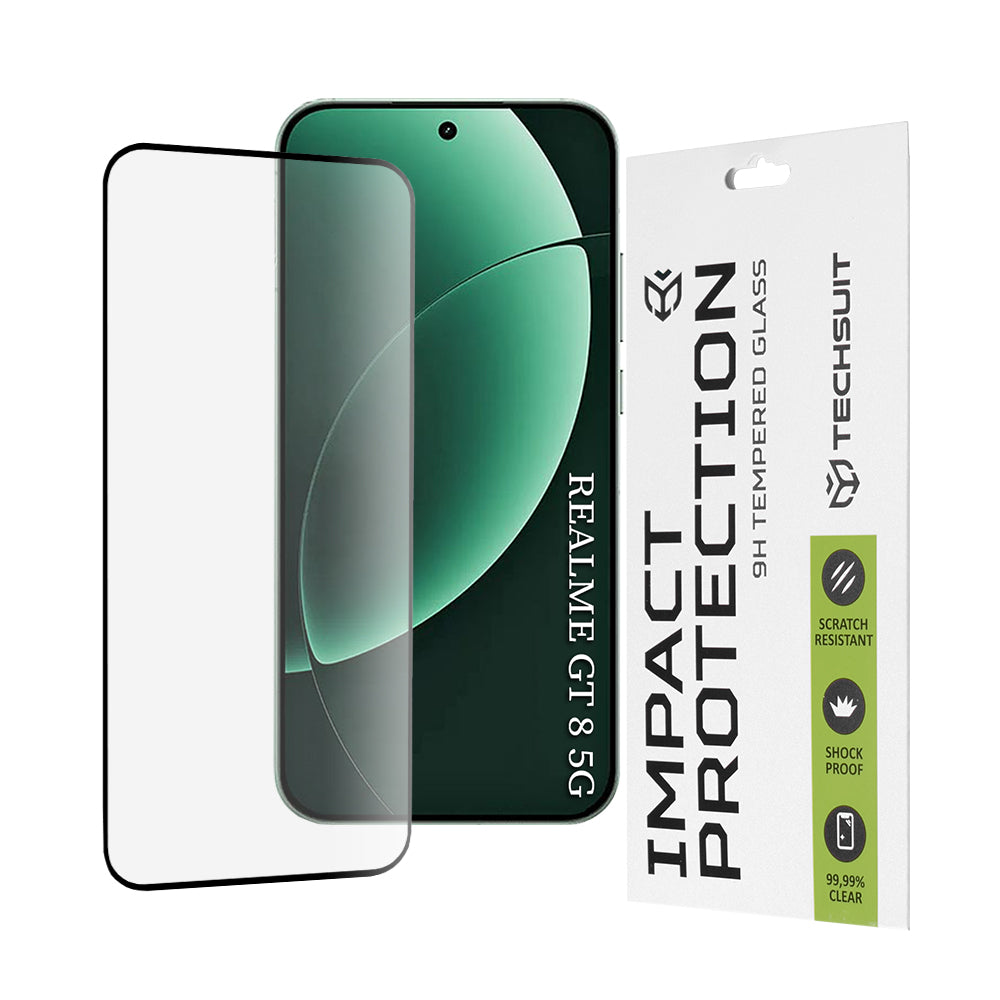 Zaštitna folija za ekran Techsuit za Realme GT 8 Pro, Kaljeno staklo, 111D, Crna