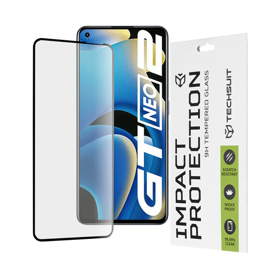 Zaštitna folija za ekran Techsuit za Realme GT Neo 3T / GT2 / GT Neo2, Kaljeno staklo, Full Glue, 111D, Crna