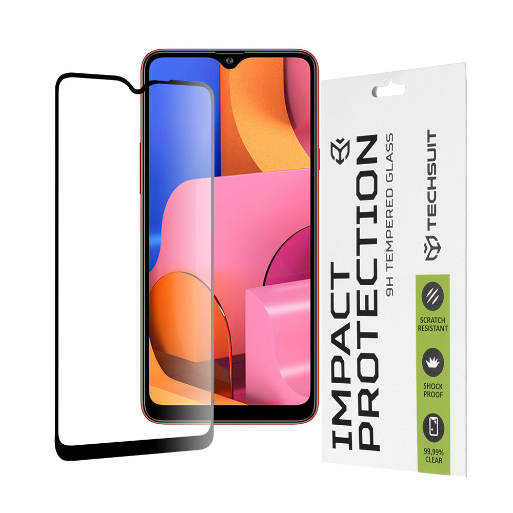 Zaštitna folija za ekran Techsuit za Samsung Galaxy A20s A207, Kaljeno staklo, Full Glue, 111D, Crna