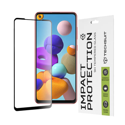 Zaštitna folija za ekran Techsuit za Samsung Galaxy A21s A217 / A21 A215, Kaljeno staklo, Full Glue, 111D, Crna