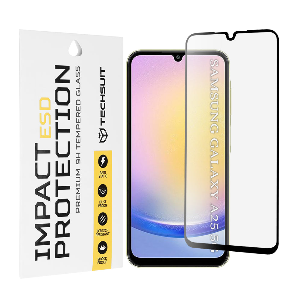 Zaštitna folija za ekran Techsuit za Samsung Galaxy A25 A256, Kaljeno staklo, Full Glue, Crna