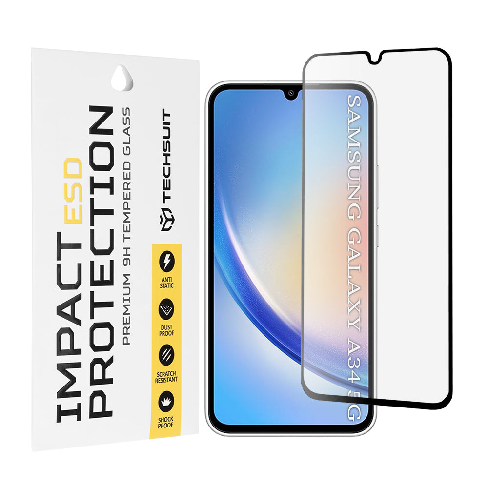 Zaštitna folija za ekran Techsuit za Samsung Galaxy A34 A346, Kaljeno staklo, Full Glue, Crna