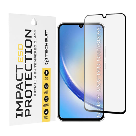 Zaštitna folija za ekran Techsuit za Samsung Galaxy A34 A346, Kaljeno staklo, Full Glue, Crna
