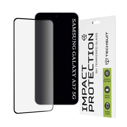 Folija za zaštitu ekrana Techsuit za Samsung Galaxy A37 5G, Kaljeno staklo, Full Glue, 111D, Crna