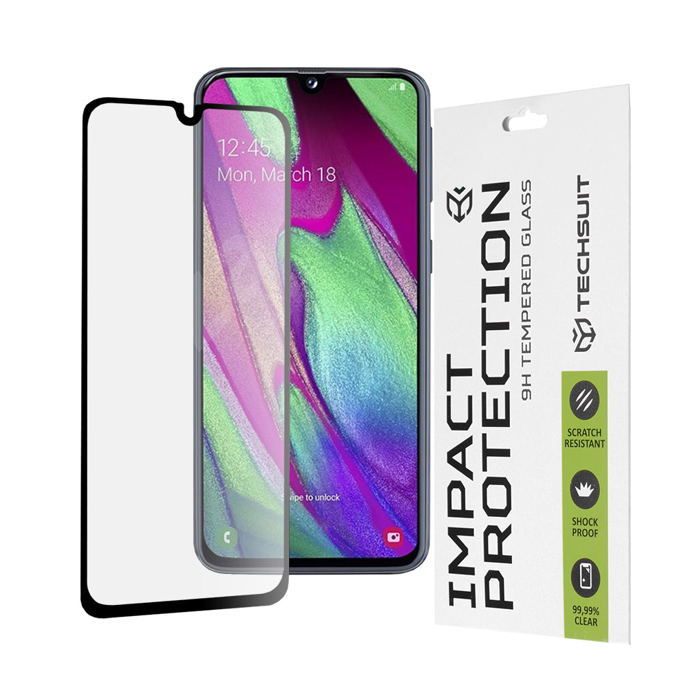 Zaštitna folija za ekran Techsuit za Samsung Galaxy A40 A405, Kaljeno staklo, Full Glue, 111D, Crna