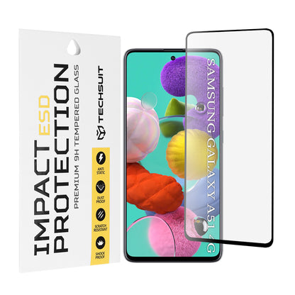Zaštitna folija za ekran Techsuit za Samsung Galaxy A51 5G A516 / A51 A515, Kaljeno staklo, Full Glue, Crna