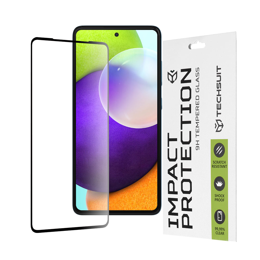 Zaštitna folija za ekran Techsuit za Samsung Galaxy A52s 5G A528 / A52 5G A526 / A52 A525, Kaljeno staklo, Full Glue, 111D, Crna