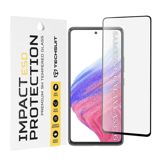 Zaštitna folija za ekran Techsuit za Samsung Galaxy A53 5G A536, Kaljeno staklo, Full Glue, Crna