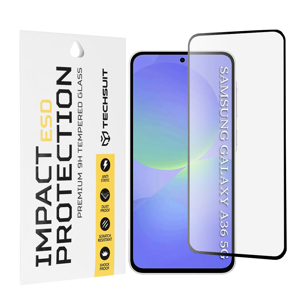 Zaštitna folija za ekran Techsuit za Samsung Galaxy A56 A566 / A36 A366, Kaljeno staklo, Full Glue, Crna