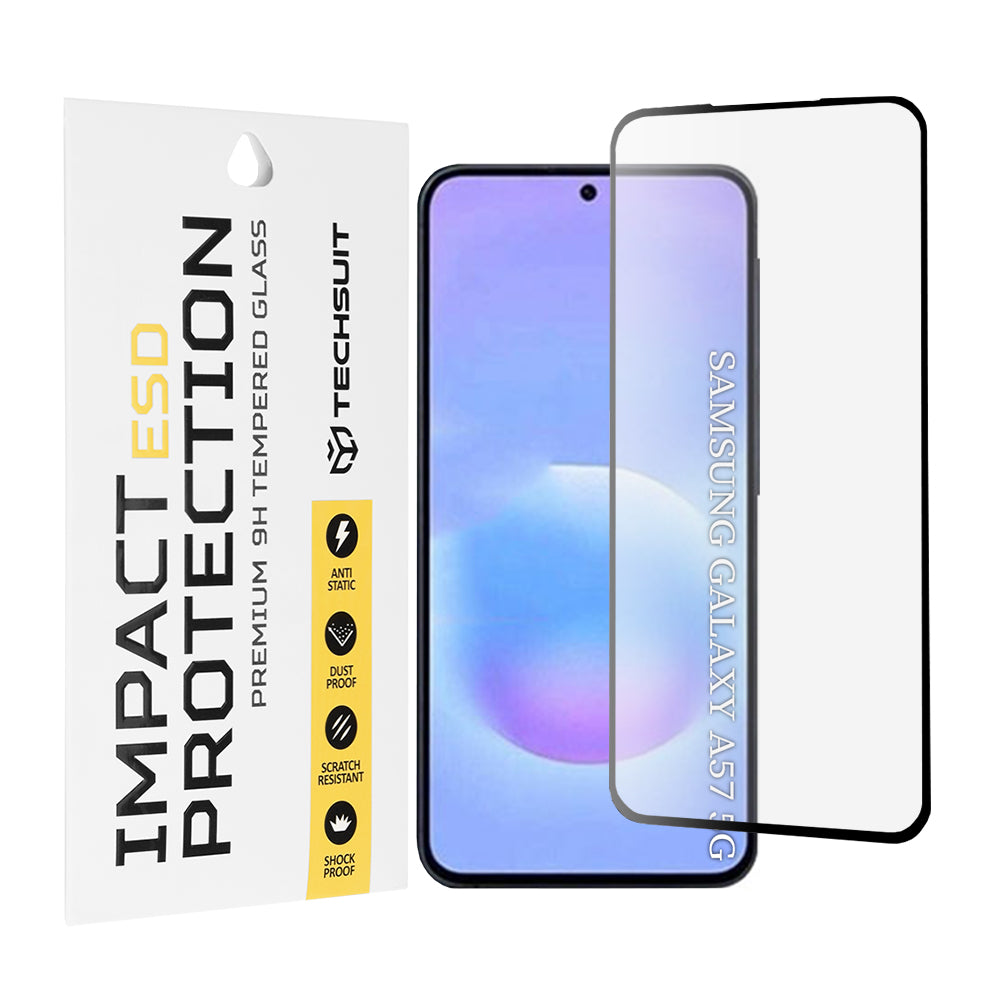 Zaštitna folija za ekran Techsuit za Samsung Galaxy A57 5G, Kaljeno staklo, Full Glue, Crna