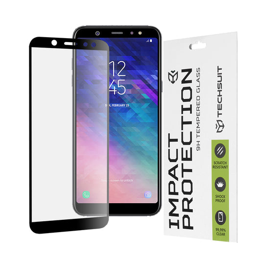 Zaštitna folija za ekran Techsuit za Samsung Galaxy A6 (2018) A600, Kaljeno staklo, Full Glue, 111D, Crna