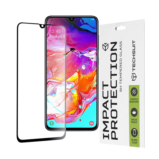 Zaštitna folija za ekran Techsuit za Samsung Galaxy A70s A707 / A90 5G A908 / A70 A705, Kaljeno staklo, Full Glue, 111D, Crna