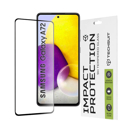 Zaštitna folija za ekran Techsuit za Samsung Galaxy A72 A725 / A72 5G A726, Kaljeno staklo, Full Glue, 111D, Crna