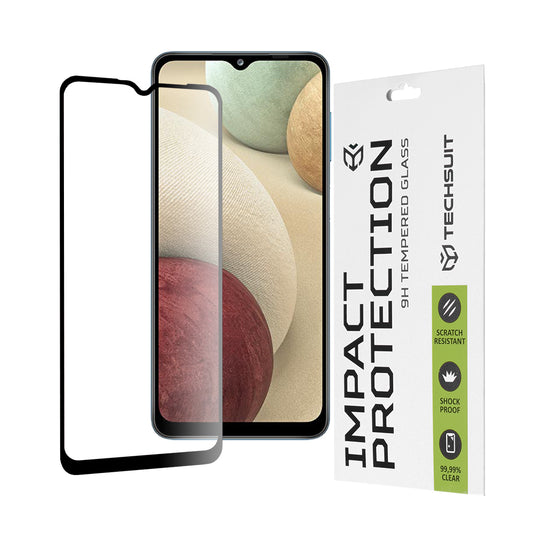 Zaštitna folija za ekran Techsuit za Samsung Galaxy F12 F127 / A12 Nacho A127 / M02 M022 / M12 M127, Kaljeno staklo, Full Glue, 111D, Crna