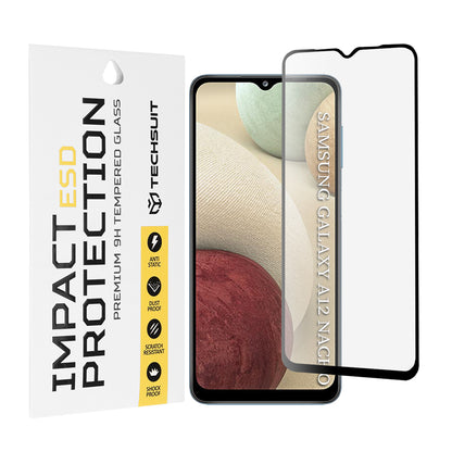 Zaštitna folija za ekran Techsuit za Samsung Galaxy F12 F127 / A12 Nacho A127 / M02 M022 / M12 M127, Kaljeno staklo, Full Glue, Crna