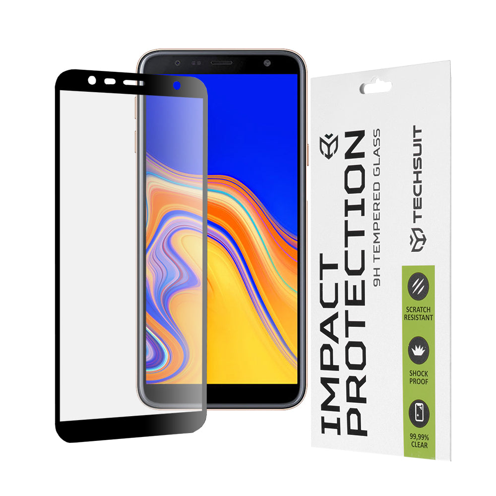 Zaštitna folija za ekran Techsuit za Samsung Galaxy J6+ J610 / J4 Plus (2018) J415, Kaljeno staklo, Full Glue, 111D, Crna