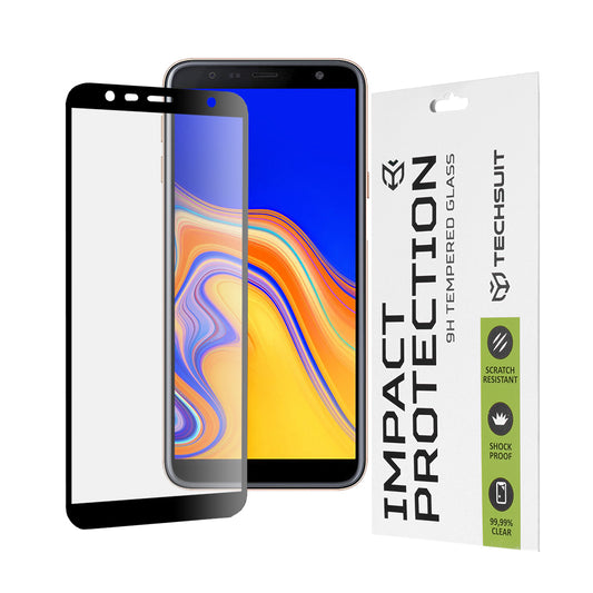 Zaštitna folija za ekran Techsuit za Samsung Galaxy J6+ J610 / J4 Plus (2018) J415, Kaljeno staklo, Full Glue, 111D, Crna