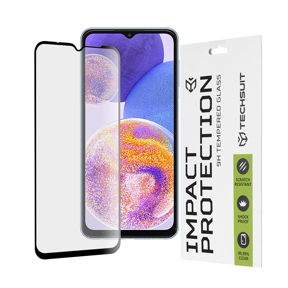 Zaštitna folija za ekran Techsuit za Samsung Galaxy M13 M135 / F13 E135 / A23 5G A236 / A23 A235, Kaljeno staklo, Full Glue, 111D, Crna