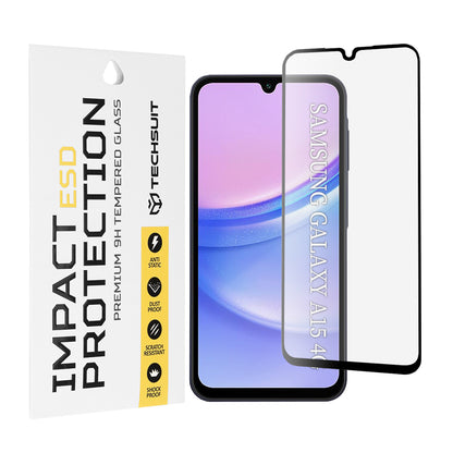 Zaštitna folija za ekran Techsuit za Samsung Galaxy M15 / A15 5G A156 / A15 A155, Kaljeno staklo, Full Glue, Crna