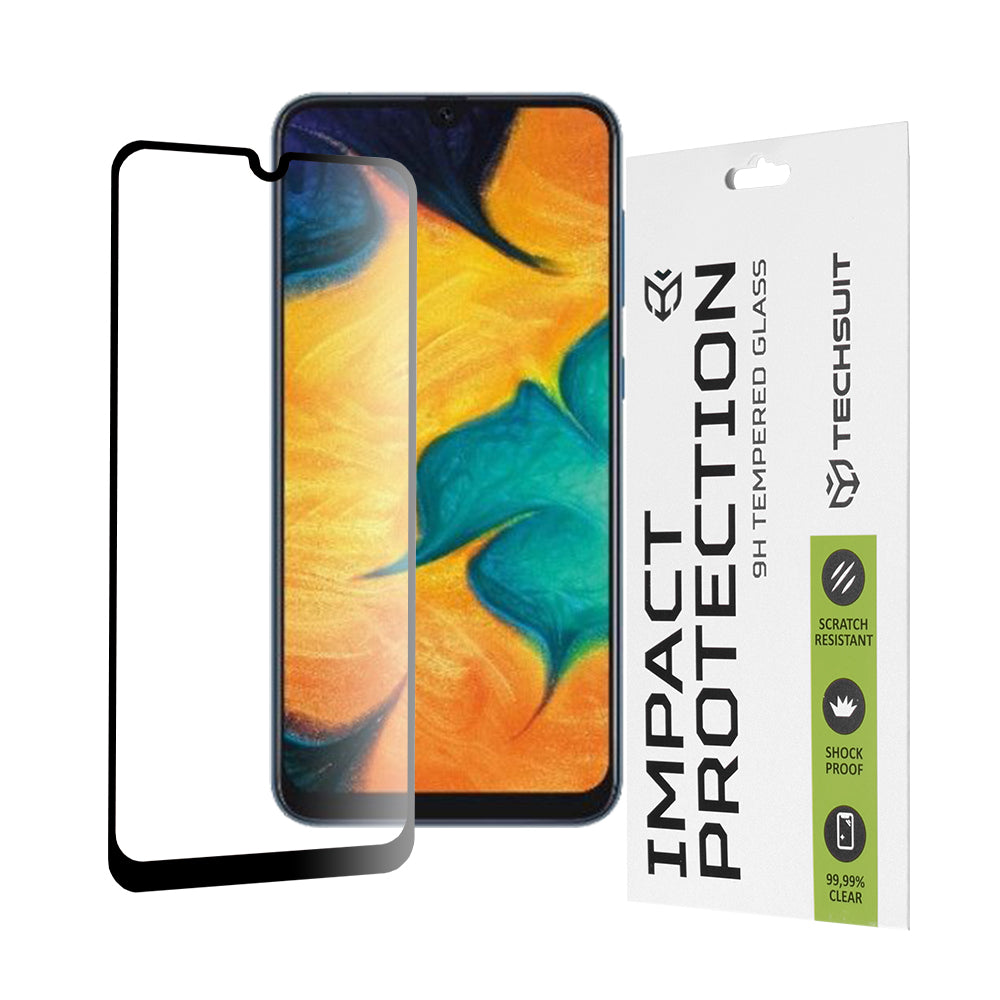 Zaštitna folija za ekran Techsuit za Samsung Galaxy M31 M315 / M21 M215 / A50s A507 / A30s A307, Kaljeno staklo, Full Glue, 111D, Crna