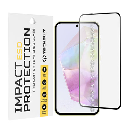 Zaštitna folija za ekran Techsuit za Samsung Galaxy M35 / A55 5G A556 / A35 5G A356, Kaljeno staklo, Full Glue, Crna