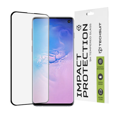Zaštitna folija za ekran Techsuit za Samsung Galaxy S10 G973, Kaljeno staklo, Full Glue, 111D, Crna