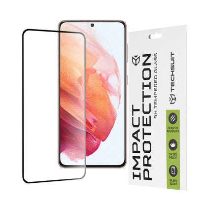 Zaštitna folija za ekran Techsuit za Samsung Galaxy S21 5G G991, Kaljeno staklo, Full Glue, 111D, Crna