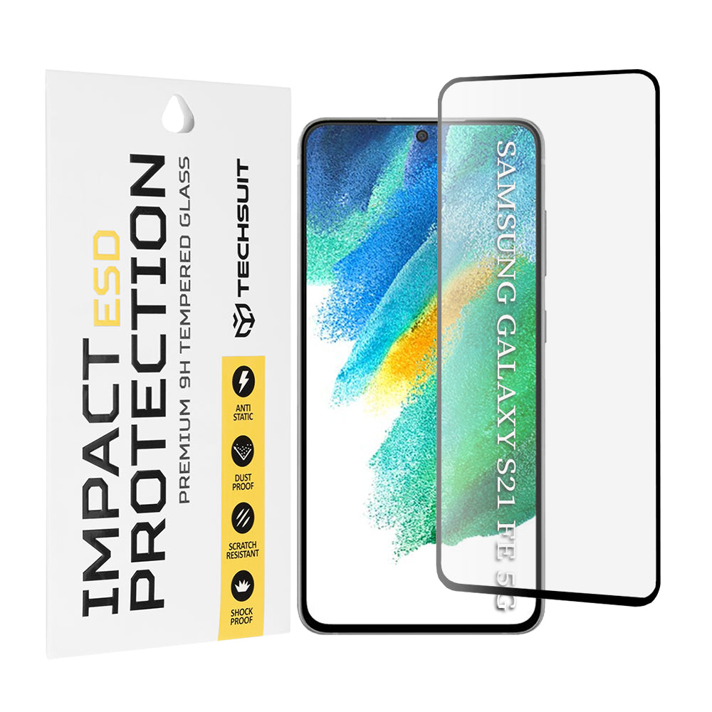 Zaštitna folija za ekran Techsuit za Samsung Galaxy S21 FE 5G G990, Kaljeno staklo, Full Glue, Crna