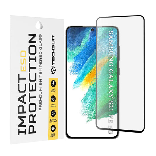 Zaštitna folija za ekran Techsuit za Samsung Galaxy S21 FE 5G G990, Kaljeno staklo, Full Glue, Crna