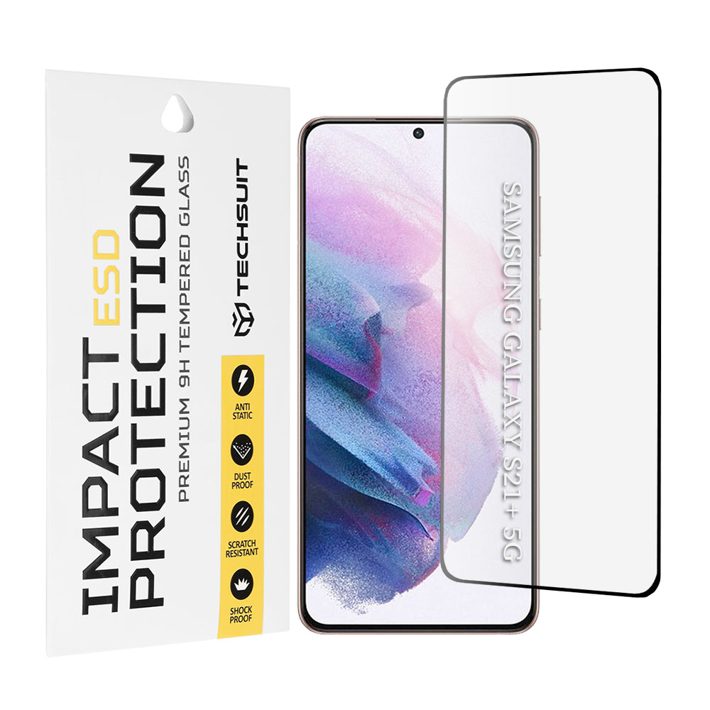 Zaštitna folija za ekran Techsuit za Samsung Galaxy S21+ 5G G996, Kaljeno staklo, Full Glue, Crna