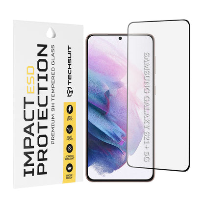 Zaštitna folija za ekran Techsuit za Samsung Galaxy S21+ 5G G996, Kaljeno staklo, Full Glue, Crna