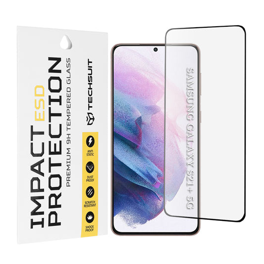 Zaštitna folija za ekran Techsuit za Samsung Galaxy S21+ 5G G996, Kaljeno staklo, Full Glue, Crna