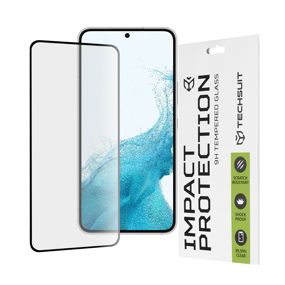Zaštitna folija za ekran Techsuit za Samsung Galaxy S23 S911 / S22 5G S901, Kaljeno staklo, Full Glue, 111D, Crna