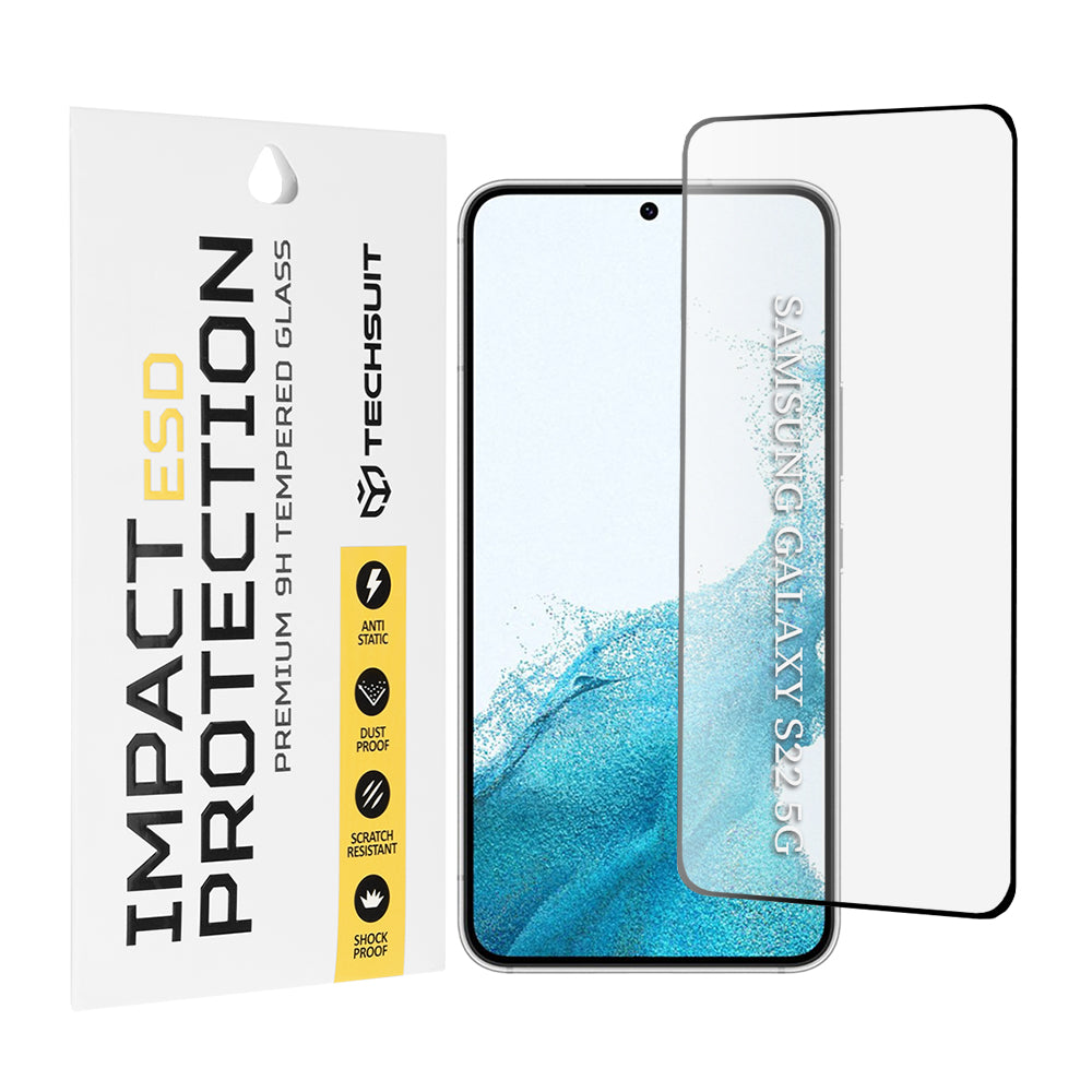 Zaštitna folija za ekran Techsuit za Samsung Galaxy S23 S911 / S22 5G S901, Kaljeno staklo, Full Glue, Crna